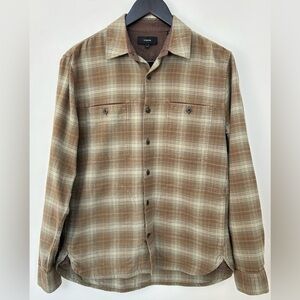 Vince Men’s Plaid Overshirt Jacket Small Brown Green Button Up Flannel